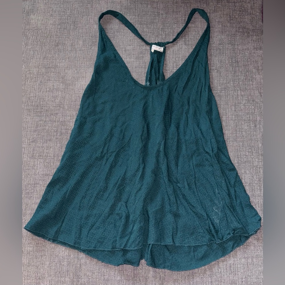 Free People “Intimately” Jade Green Lightweight Racerback Tank Top, Size Small